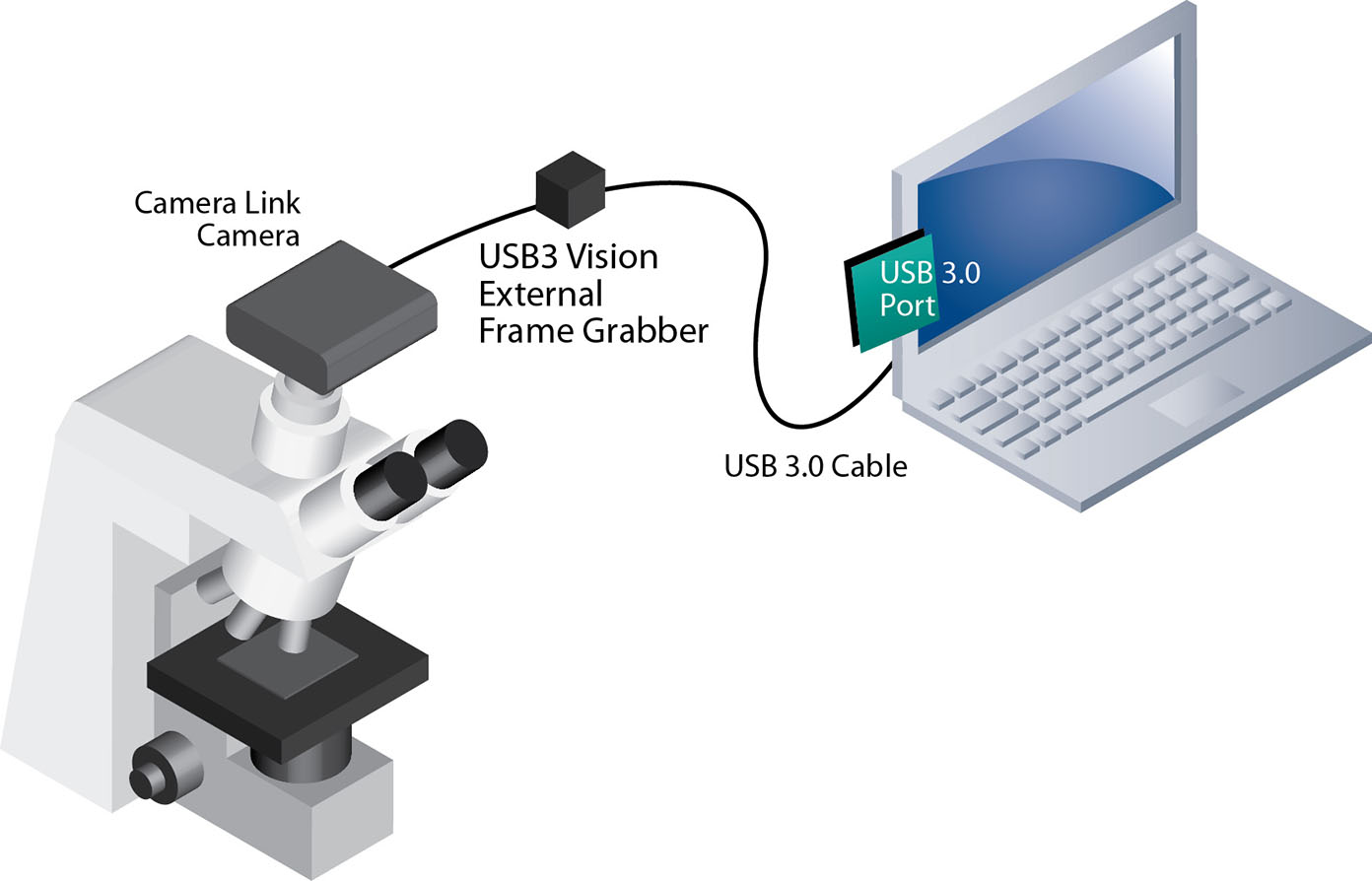 A diagram of Pleora's Scientific Microscopy application